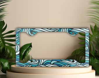 Ocean Wave License Plate Frame: Beachy Car Decor