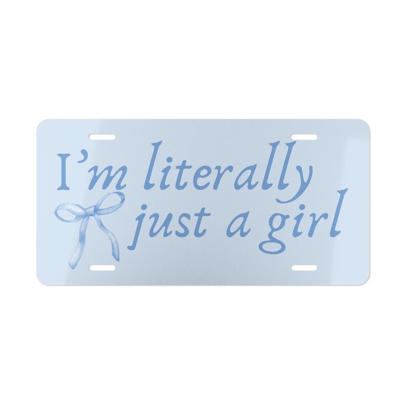 Blue Bow License Plate: Coquette Car Decor, Girly Vanity Tag image 3