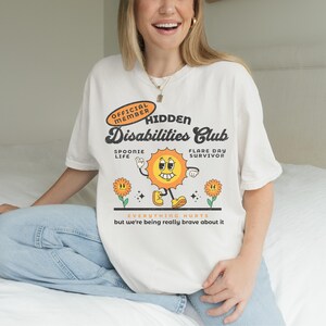 Hidden Disability Shirt, Chronic Illness Comfort Colors Retro Graphic Tee, Spoonie Gift White