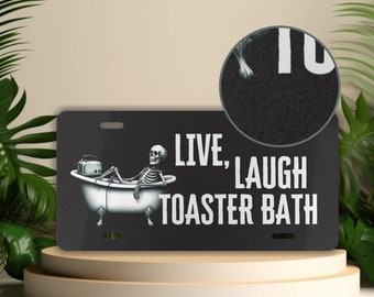 Funny Goth License Plate: Skeleton Toaster Bath Car Decor
