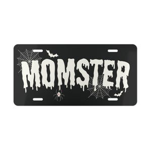 Momster License Plate, Goth Spiderweb Car Decor, Spooky Mom Gift image 3