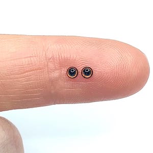 3 paia di cabochon a forma di orsetto di peluche marrone da 2,5 mm. Cabochon per bambole, feltro, artigianato, miniature. occhi realistici.