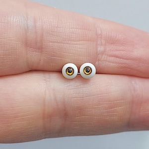 PAIR OF EYES resin glass 9mm. Brown iris 4 mm for dolls, miniatures or ornaments.