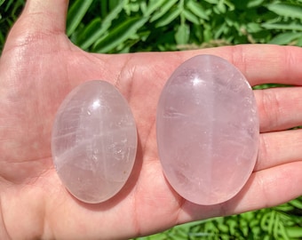 Rose Quartz Palm Stone / Natural Large Crystal / Crystals for Love / Heart Chakra / Mother / Friendship / Self Love / Self Care Palmstone