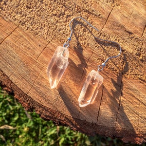 Clear Quartz Crystal Earrings / Gemstone Dangle Earrings / Hypoallergenic / Bridesmaid Gift / Crystal Quartz Point Earrings / Wife Gift