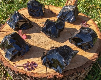 Cristal de obsidiana negra cruda / Piedra áspera / Chakra base / Limpieza de aura / Protección / Puesta a tierra / Transformación / Metamorfosis / Negatividad