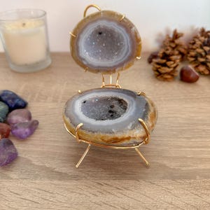 Sieradendoos met natuurlijke agaatgeode / Druzy-geode / Ruw kristal / Valentijnscadeau voor haar vriendin / Huiscadeau / Decoratief cadeau voor moeder N8