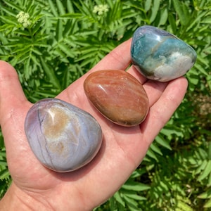 Ocean Jasper Palm Stone / Madagascar Natural Crystal Palmstone / Strength / Renewal / Sea Jasper / Past Life Insight / Grounding / Centering