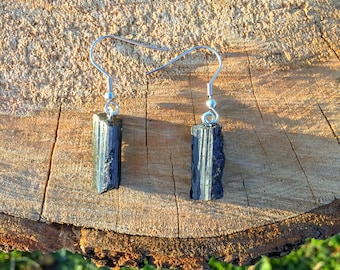 Raw Black Tourmaline Crystal Earrings / Raw Crystal Earrings / Black Stone Earrings / Wife Gift For Her / Black Tourmaline Jewelry