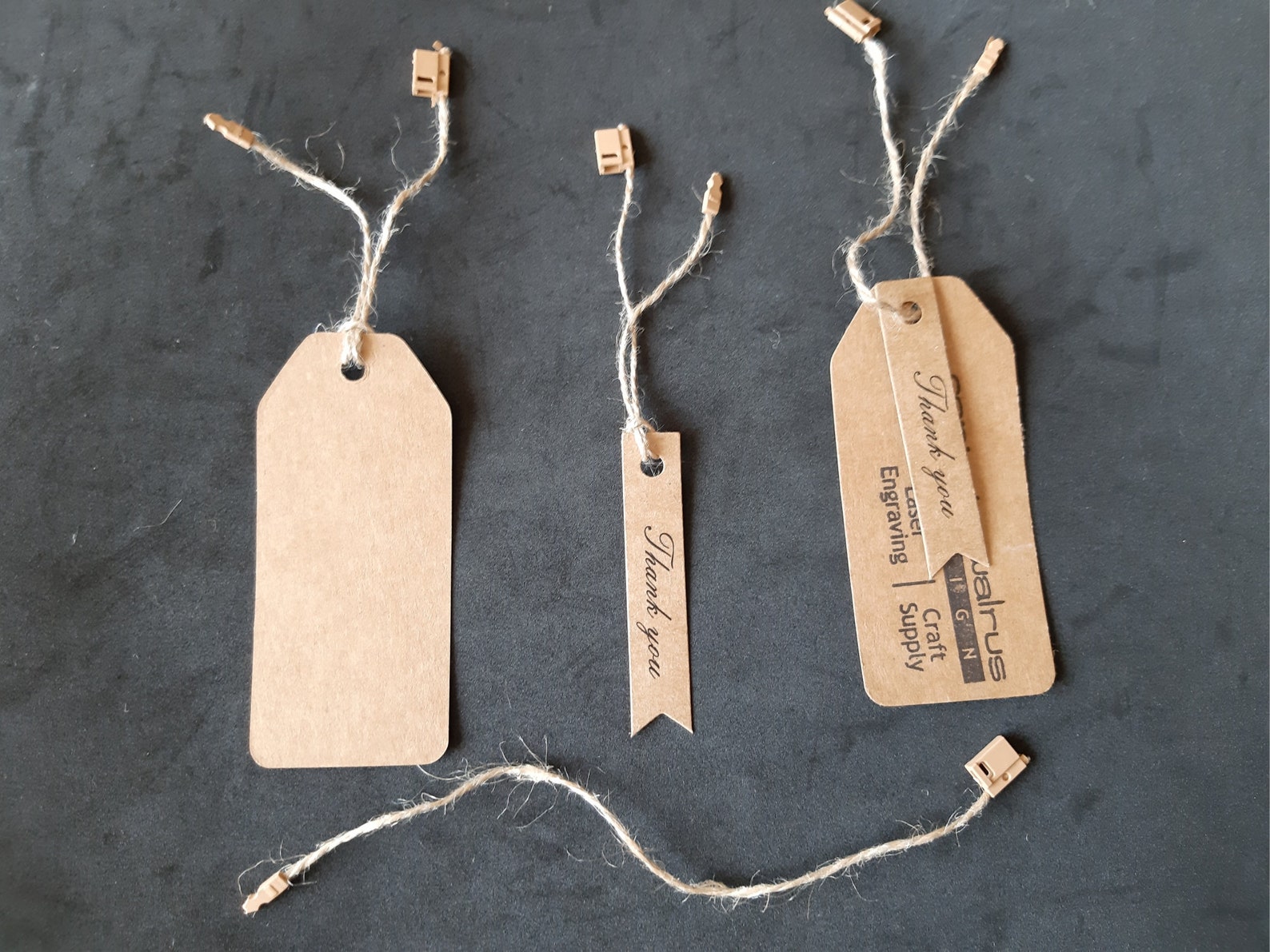 100pcs Hang Tag String / Jute Burlap String / Square Lock Fasteners