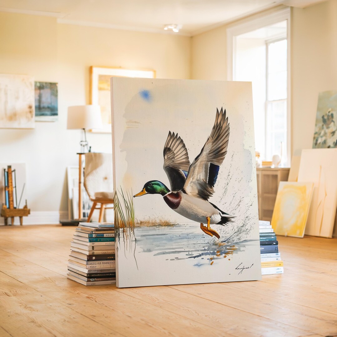 Flying Mallard Wall Decor, Outdoorsy Wall Art Hunting Dad Gift, Bird
