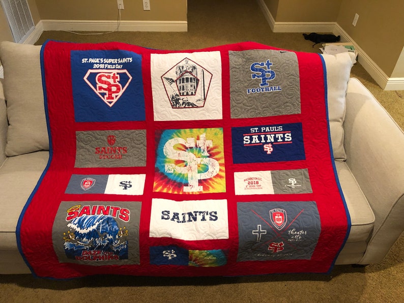 Custom T Shirt Quilt With Sashing Bordering And Backing Etsy