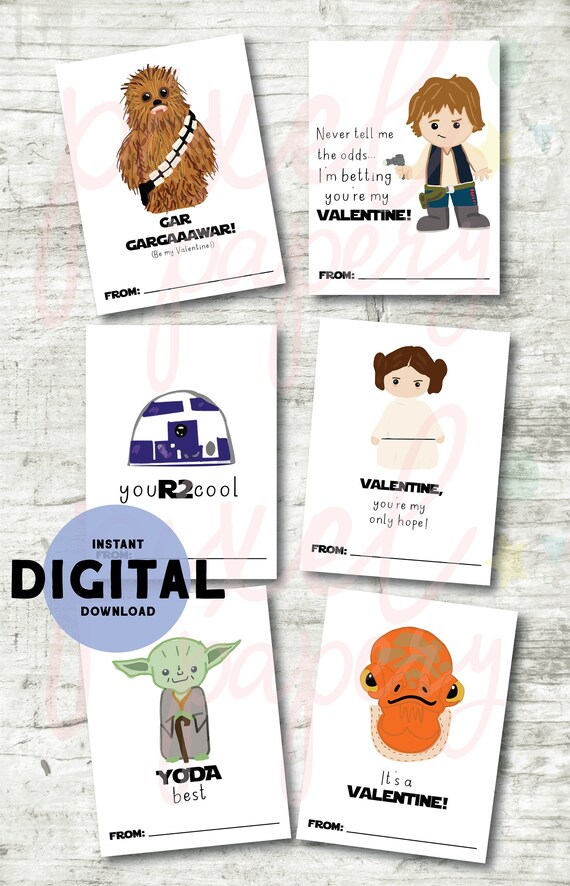 Kids Printable Valentines Exchange School Cards Star Wars | Etsy