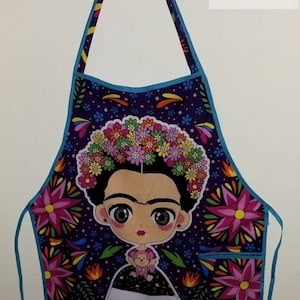 Frida Kahlo graphic apron, Frida Kahlo apron, mexican aprons, graphic colorful apron