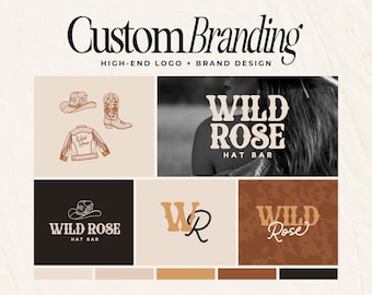 Custom Western Branding Kit • Hand Drawn Custom Logo Package • Retro Coastal Brand Package • Fun Funky Logo Design • Instagram Branding Kit