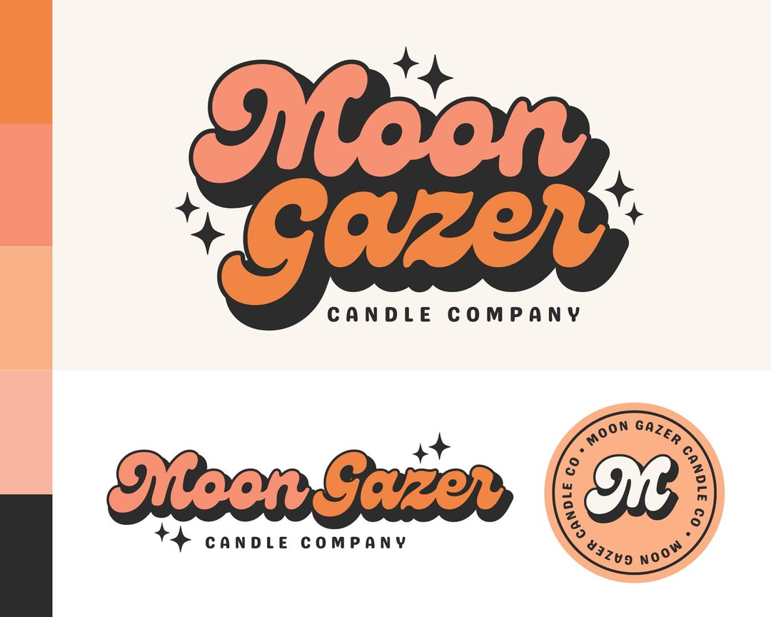 DIY Retro Logo Canva Template Editable Celestial Boho Logo Design ...