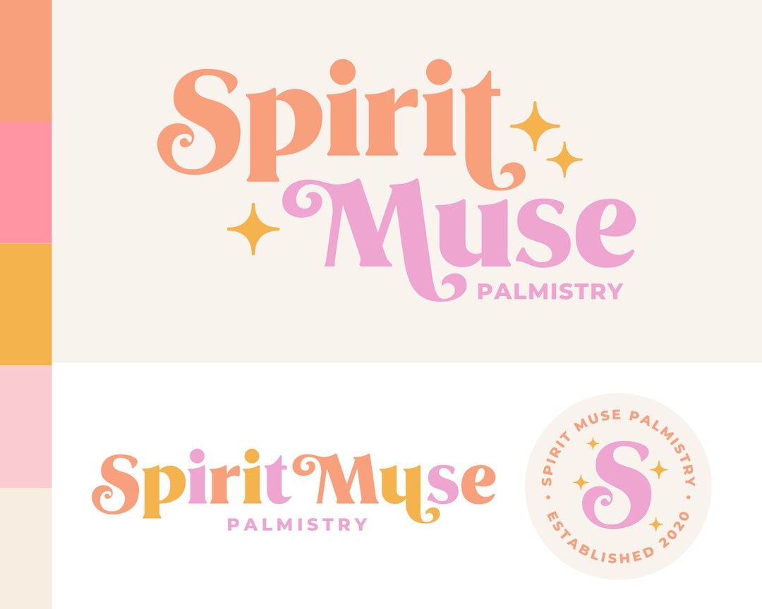 Boho Logo Branding Kit Canva Template DIY Editable Colorful Retro Logo ...