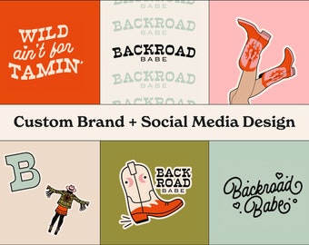 Custom Western Branding Package • Custom Logo Kit • Illustration Logo Package • Canva Logo • Custom Cowgirl Branding • Disco Desert Brand