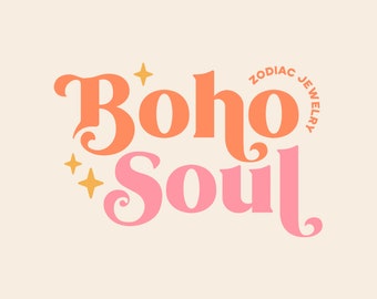 Colorful Boho Logo Branding Kit Canva Template - DIY Editable Retro Logo - Playful Branding Kit - Modern Bright Small Business Brand Package