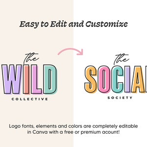 Fun Colorful Logo Editable Template DIY Canva Retro Colorful Logo ...