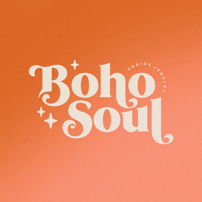 Premade Retro Stars Boho Logo Semi Custom Bohemian 60s 70s - Etsy Sweden