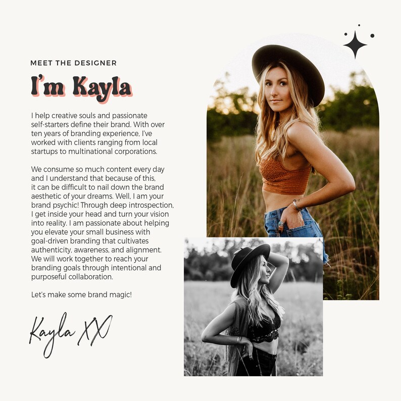 Premade Retro Stars Boho Logo Semi Custom Bohemian 60s 70s - Etsy Sweden