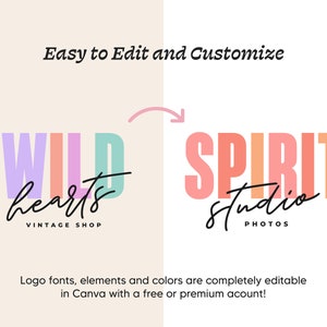 Colorful Boho Canva Logo Template DIY Editable Retro Logo Design Bright ...