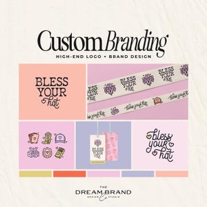 Pacote de marca personalizado • Design de logotipo desenhado à mão, ousado e divertido • Identidade de marca em tons pastéis coloridos para pequenas empresas • Pacote de marca