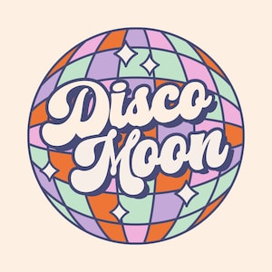 Editable Retro Disco Ball Logo Template Canva DIY Boho Branding Kit Fun ...