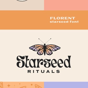 Custom Retro Branding Package Bold Custom Logo Retro Brand Design Boho Celestial Moon Stars Canva Template Instagram Branding Kit image 6