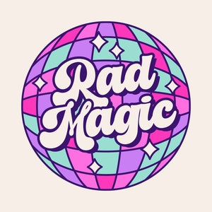 DIY Retro Disco Ball Canva Logo Template - Editable Fun Colorful Boho Branding Kit - Bright Playful Logo - Boutique Shop Branding Board