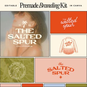 Premade Branding Kit • Editable in Canva • Logo, Color Palette, Social Instagram Templates • Western Coastal Cowgirl Logos