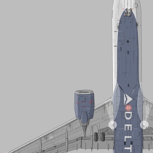 Delta Airbus A321 looking up - 11x17 digital art
