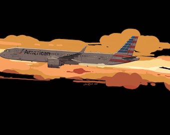 American Airlines A321neo Sunrise Clouds - 11x17” digital art