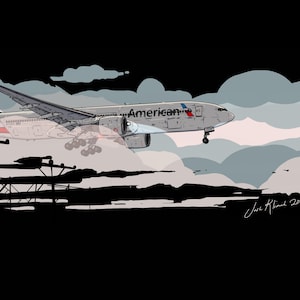 アメリカン航空 777-200 ファイナルアプローチ - 11x17” デジタルダウンロード