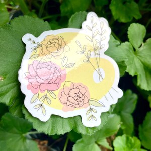Painting with flowers illustration - Paint Palette Illustration - Die Cut Sticker