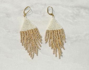 Beaded Fringe Earrings, Handmade Beaded Earrings, Boho Earrings, Earrings Dangle, Seed Bead Earrings, Dangle, Chandelier Earrings