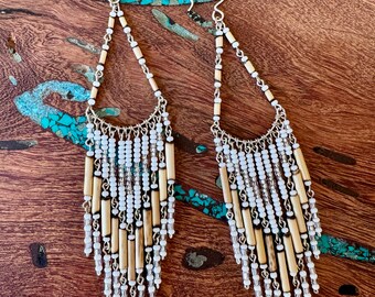 Fringe Earrings, Beaded Earrings, Long Fringe Earrings, Boho Earrings, Cowgirl, Bohemian Earrings, Western Earrings, Native American Jewelry