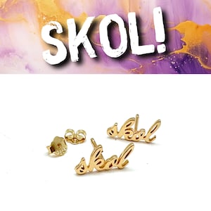 SKOL Earrings, Gold Studs, Minnesota Vikings, Minnesota Football, Viking Jewelry, Gift for MN Football Fan