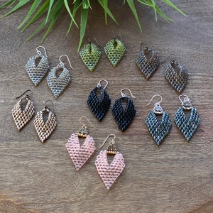 Handmade Beaded Earrings, Bohemian Earrings, Grey Drop Earrings, Boho Earrings, Seed Bead Jewelry, Super Duo Beads, Russian Leaf, Gray image 6