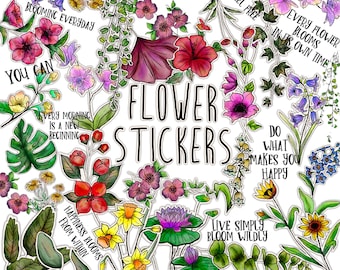 FLOWER STICKERS Set for digital planner, Clip Art, GoodNotes planner stickers, Pre-cropped digital stickers for GoodNotes, Zinnia Journal