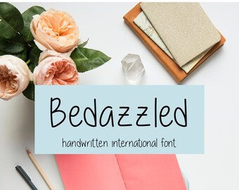 BEDAZZLED FONT, handwritten font, digital download font, script font, Cricut font, calligraphy, study note taking font, student, otf, ttf