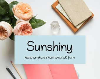 SUNSHINY FONT, handwritten font, digital download font, script font, Cricut font, calligraphy, study note taking font, student, otf, ttf