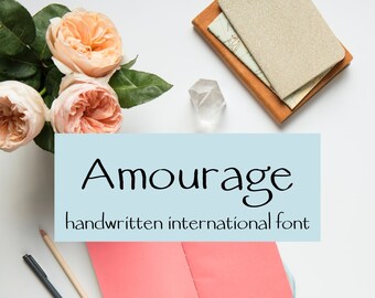 AMOURAGE FONT, handwritten font, digital download font, script font, Cricut font, calligraphy, study note taking font, student, otf, ttf