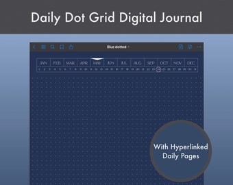 Daily dated BLUE dot grid DIGITAL JOURNAL, GoodNotes digital journal, Notability journal, IPad journal, Digital notebook, Daily notebook