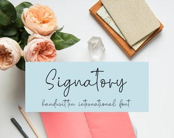SIGNATORY FONT, handwritten font, digital download font, script font, Cricut font, calligraphy, study note taking font, student, otf, ttf