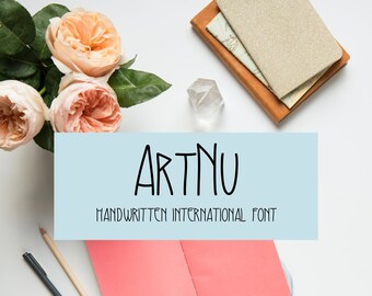ARTNU FONT, handwritten font, digital download font, script font, Cricut font, calligraphy, study note taking font, student, otf, ttf