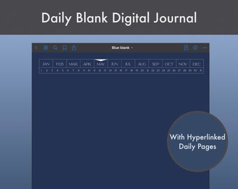 Daily dated BLUE blank DIGITAL JOURNAL, GoodNotes digital journal, Notability journal, IPad journal, Digital notebook, Daily notebook