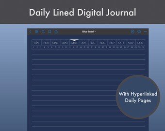 Daily dated BLUE LINED Digital JOURNAL, GoodNotes digital journal, Notability journal, IPad journal, Digital notebook, Daily notebook