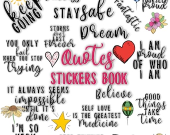 QUOTES digital STICKERS Set for digital planner, GoodNotes planner stickers, Pre-cropped digital stickers for GoodNotes, BONUS Stickers